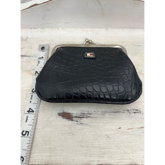 TOMMY HILFIGER Gator Crocodile Image Embossed Coin Purse Wallet Makeup Earbuds - Picture 6 of 7